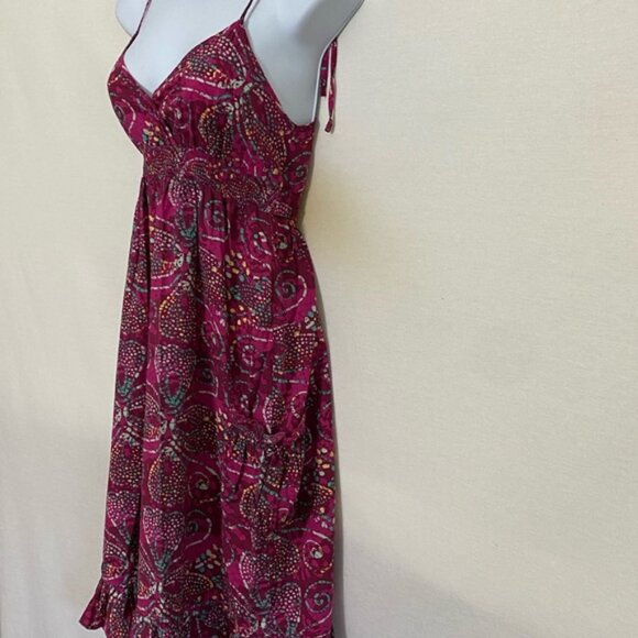 W-39 Flowers Red & Colorful Print Sleeveless MIDI Summer Dress Size S‎ - Picture 4 of 12